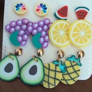 Colorful Fruit-Themed Kids Fashion Earrings Set